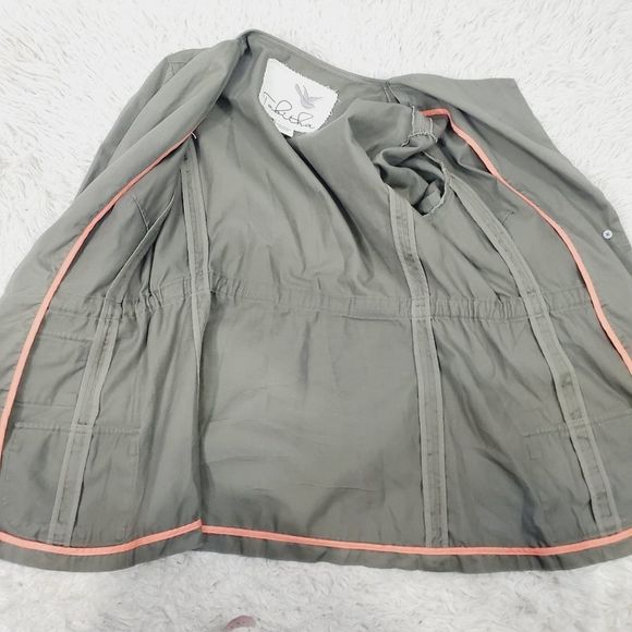 Anthropologie  Tabitha army military green button down belted tie jacket size 6 - Picture 9 of 13